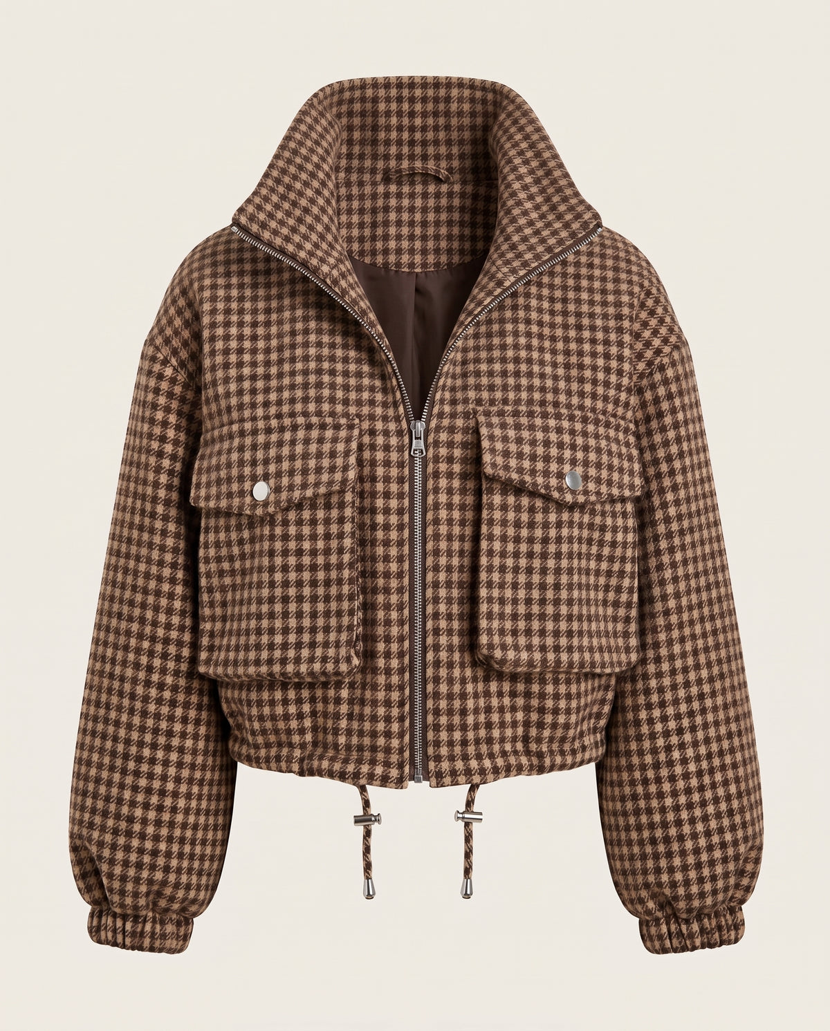 Houndstooth Drawstring Jacket