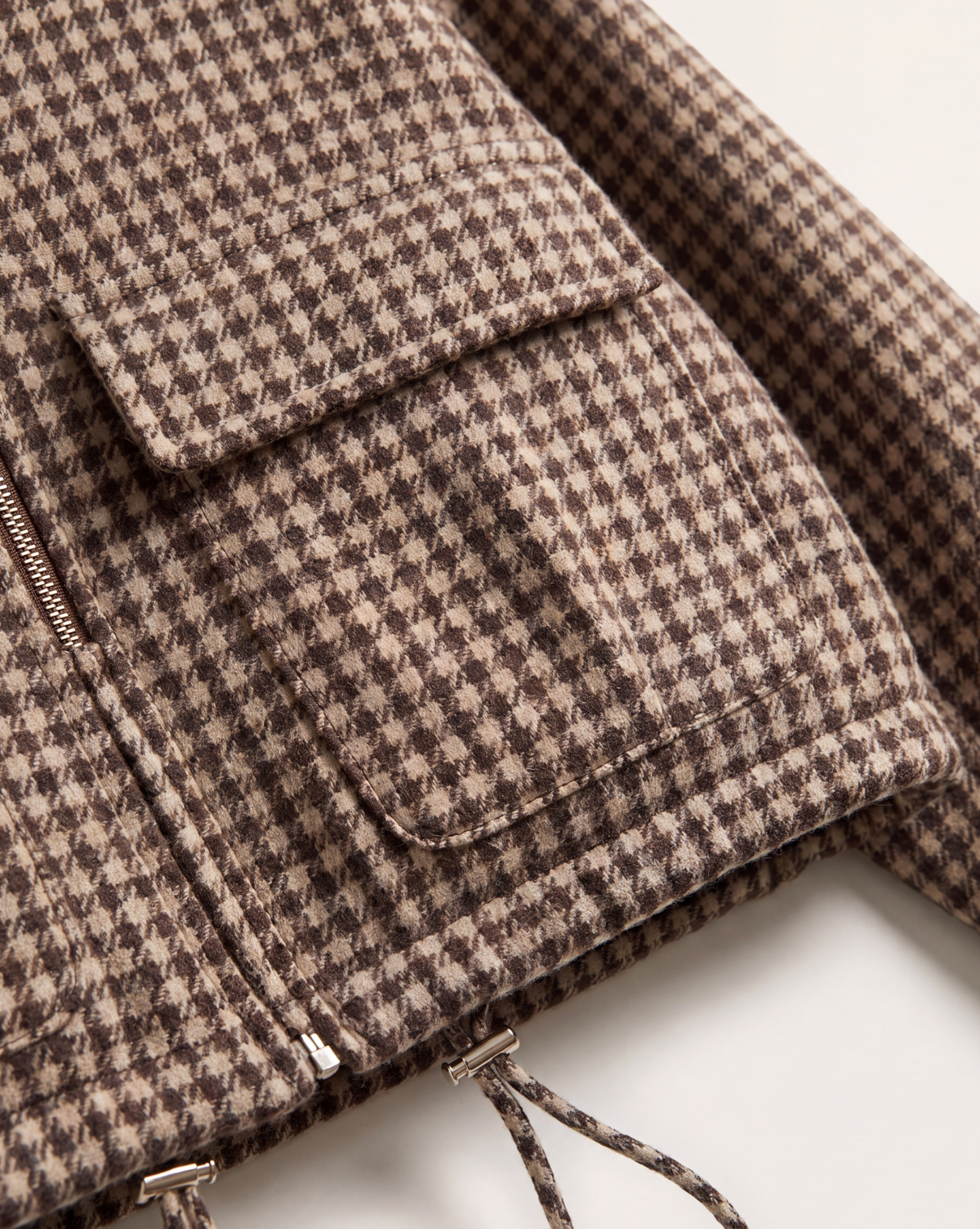 Houndstooth Drawstring Jacket