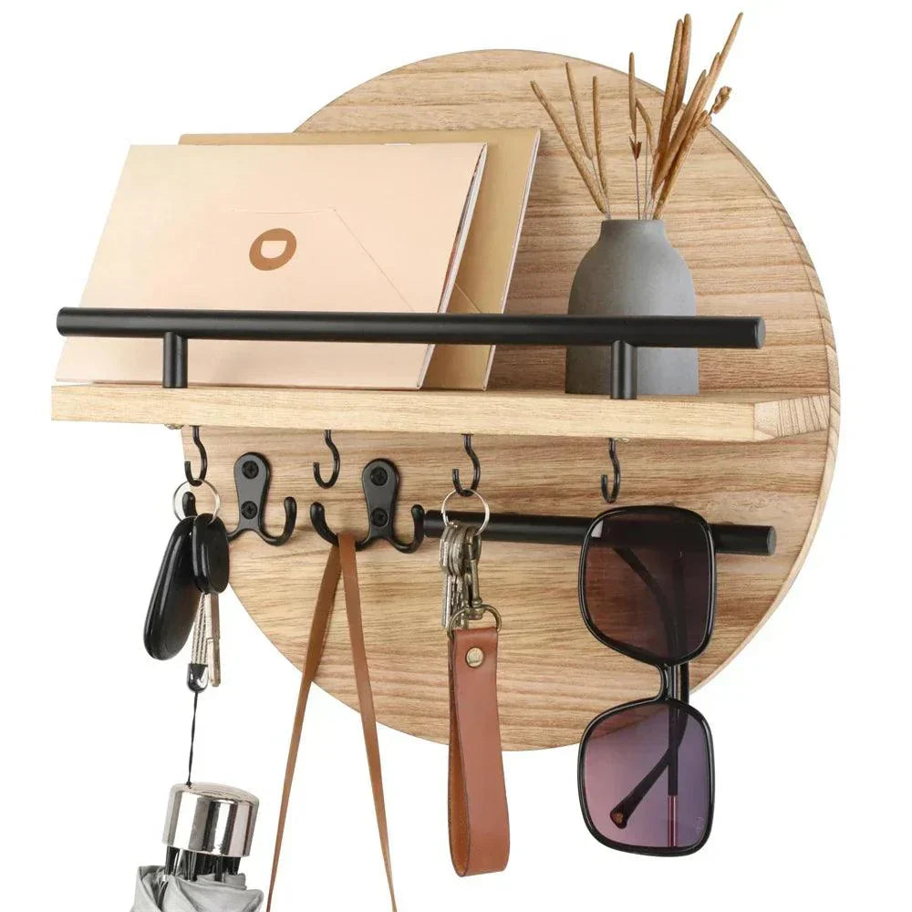 Round Wooden Key Holder