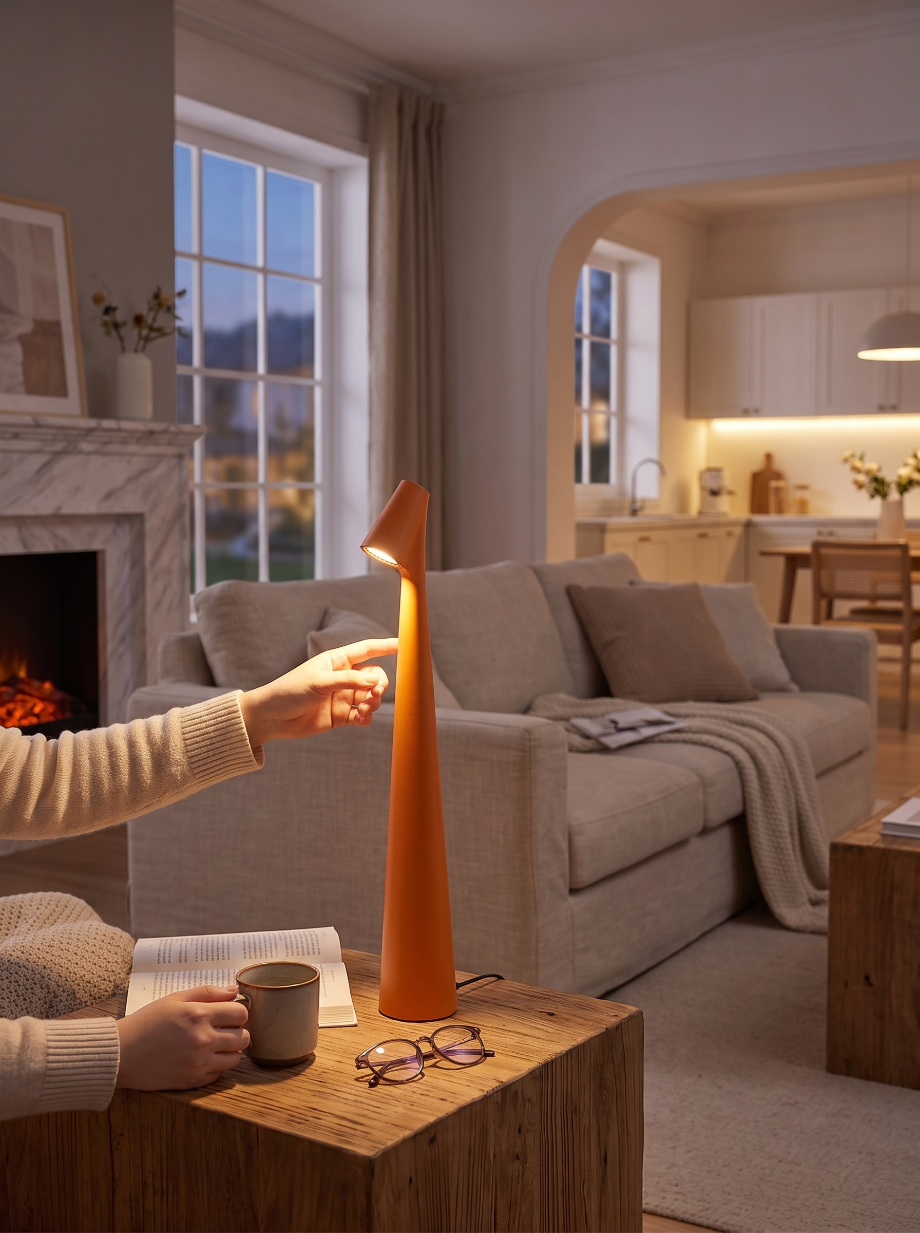 Glowora LED Table Lamp lifestyle - evening use