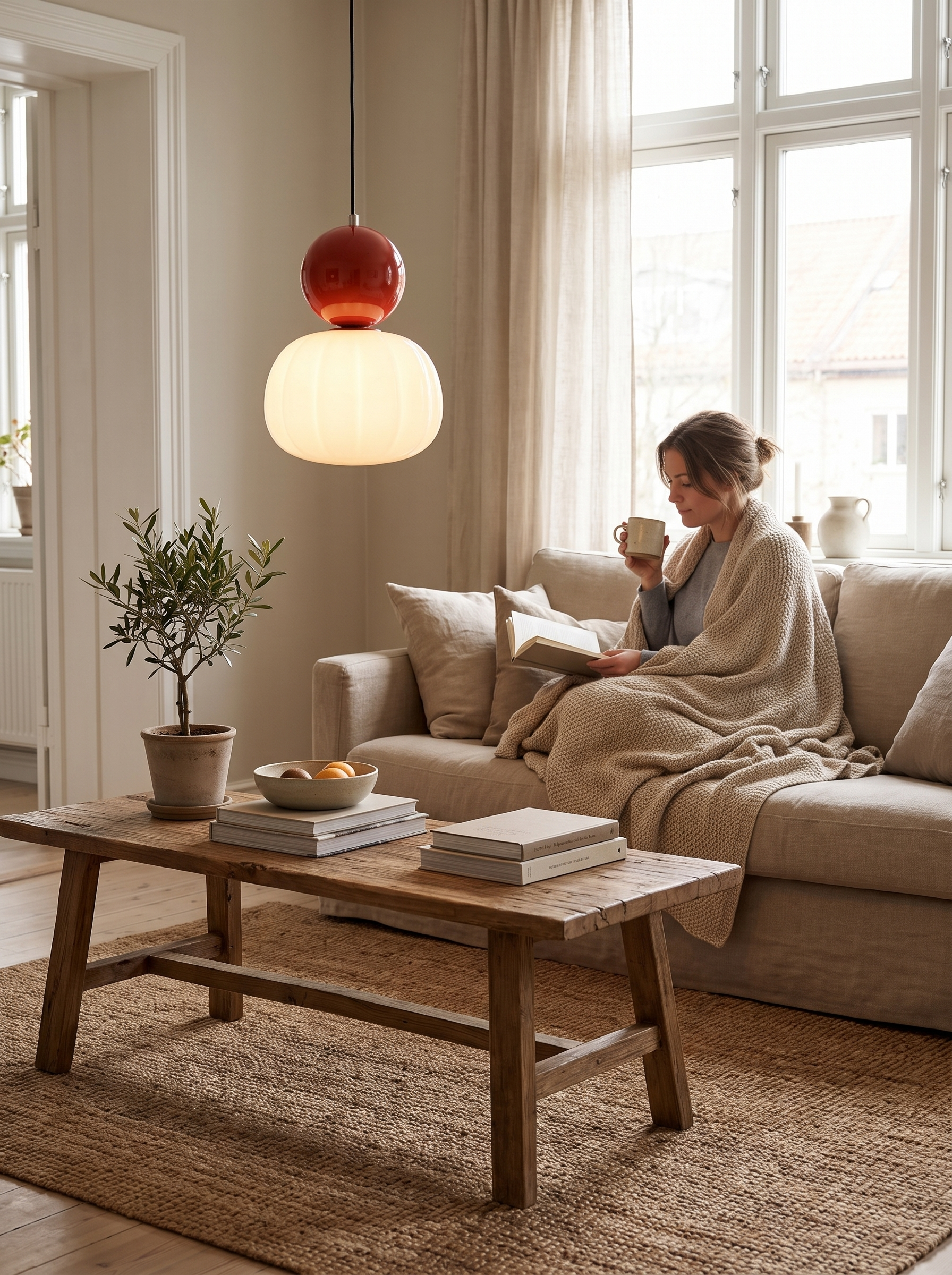 Nordic Pumpkin Pendant Lights grouped over a kitchen island