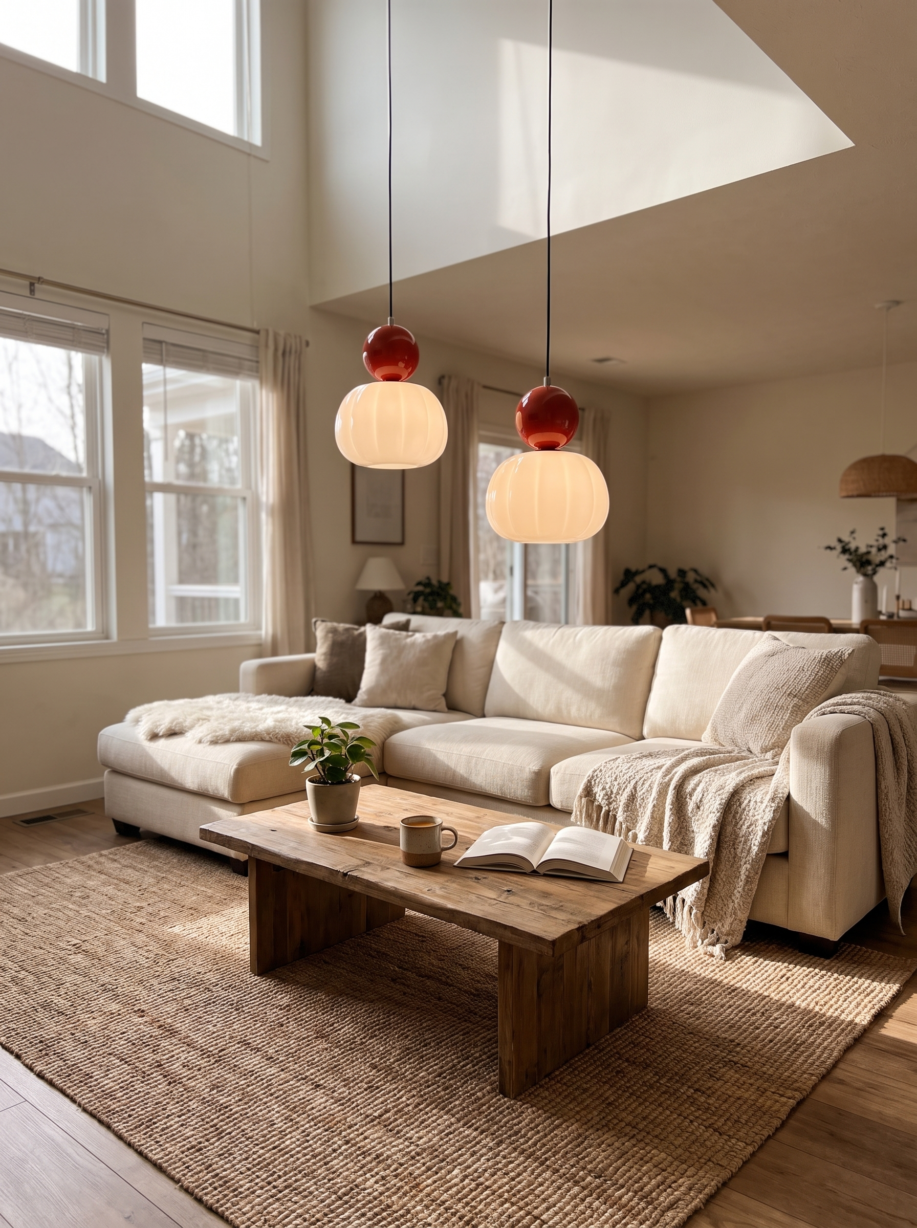 Nordic Pumpkin Pendant Light over a bedside table