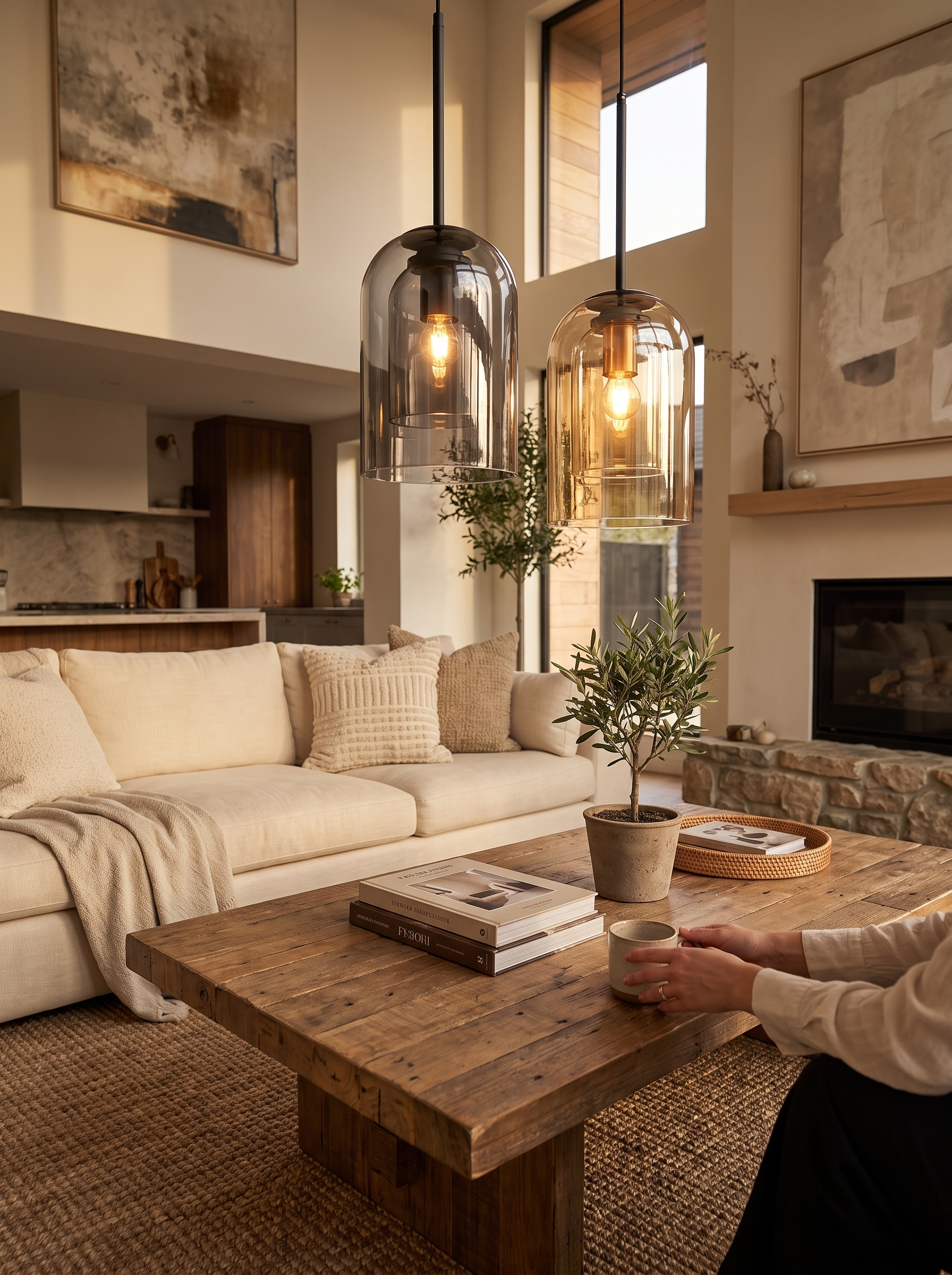 Nordic Glass Pendant Lamp tinted glass in daylight