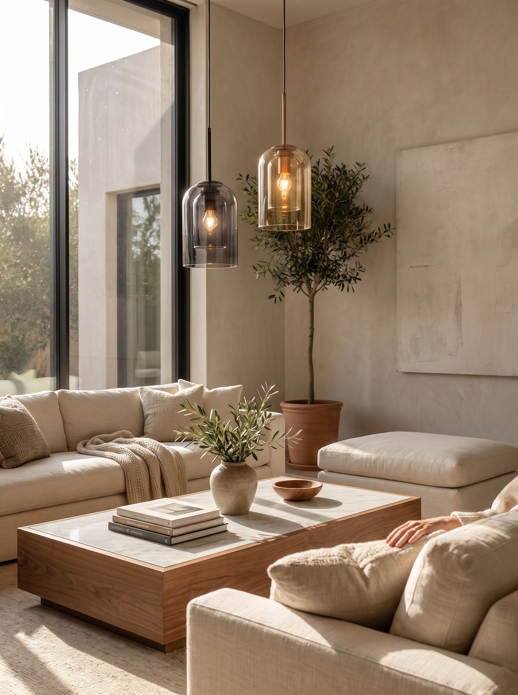 Nordic Glass Pendant Lamp slim stem and tapered shade