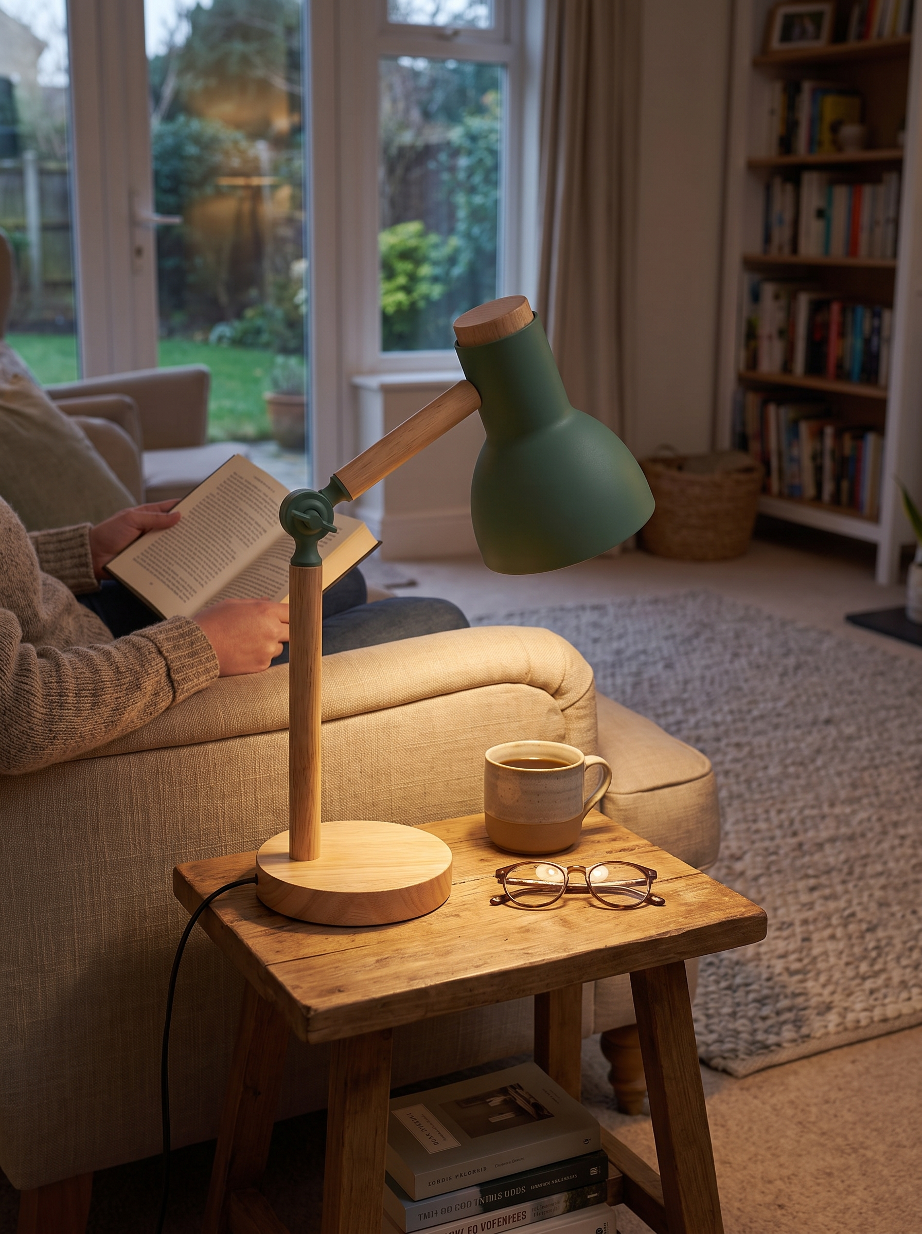 Nordic Wooden Desk Lamp in daily use on a desk