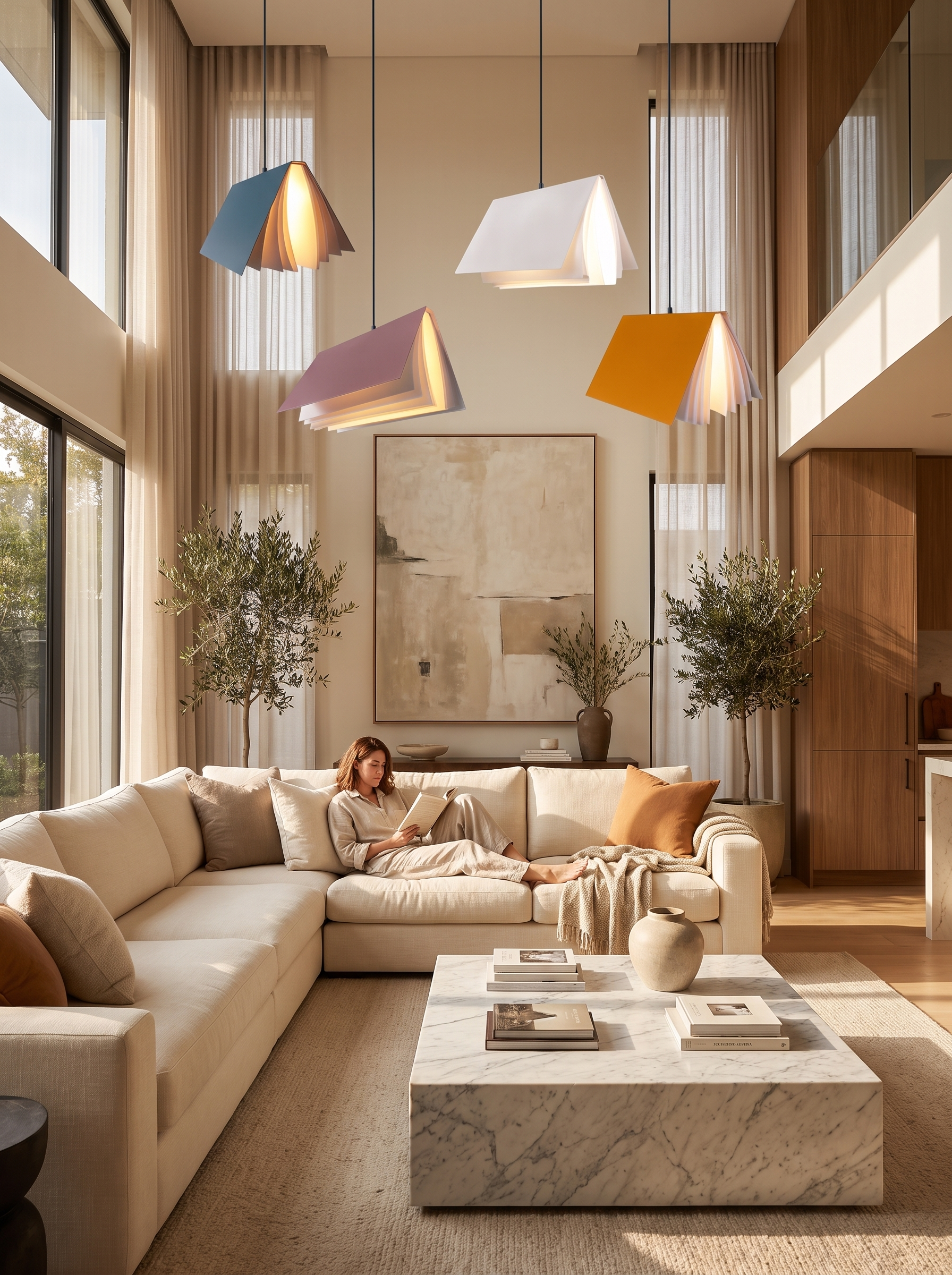 Flying Book Pendant Light as a room centerpiece