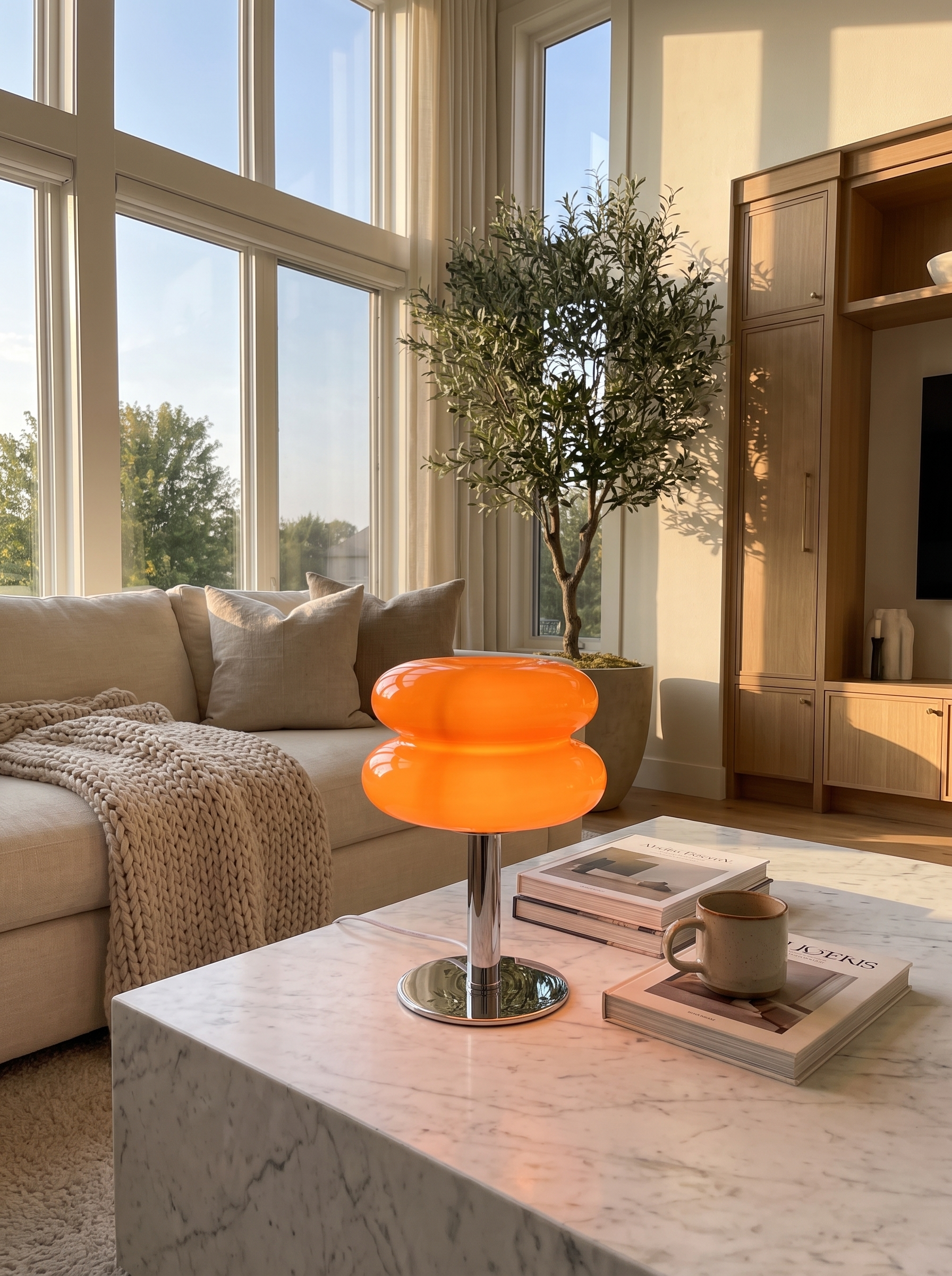 Italian Designer Glass Table Lamp lifestyle - Soft Light, Confidently Placed