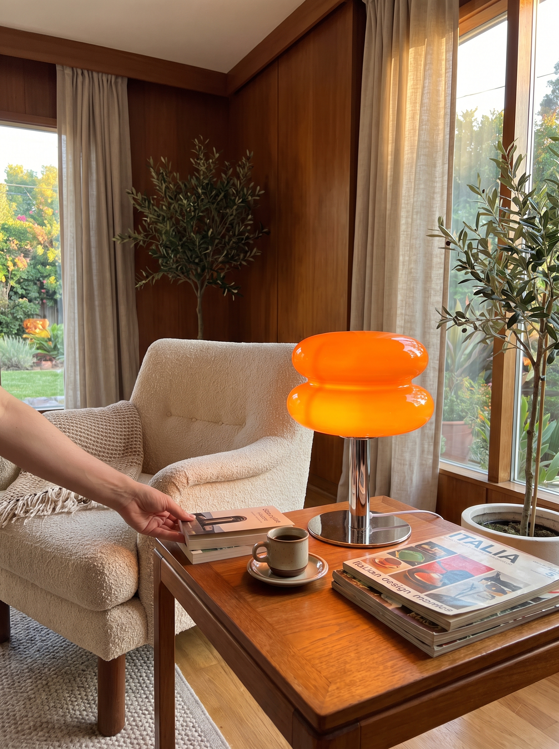 Italian Designer Glass Table Lamp lifestyle - A Nod To Mid Century Italy