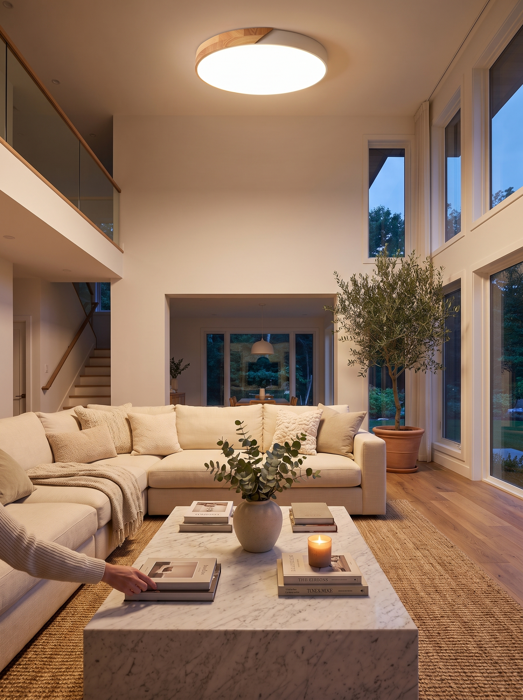 Nordic Wooden LED Ceiling Light lifestyle - Light That Fills The Room Evenly