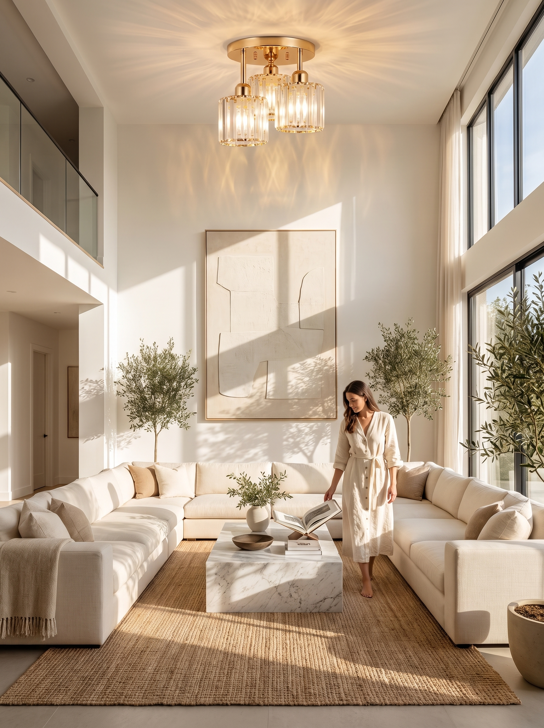 Gold Crystal Ceiling Light lifestyle - Crystal Set Where It Catches Light