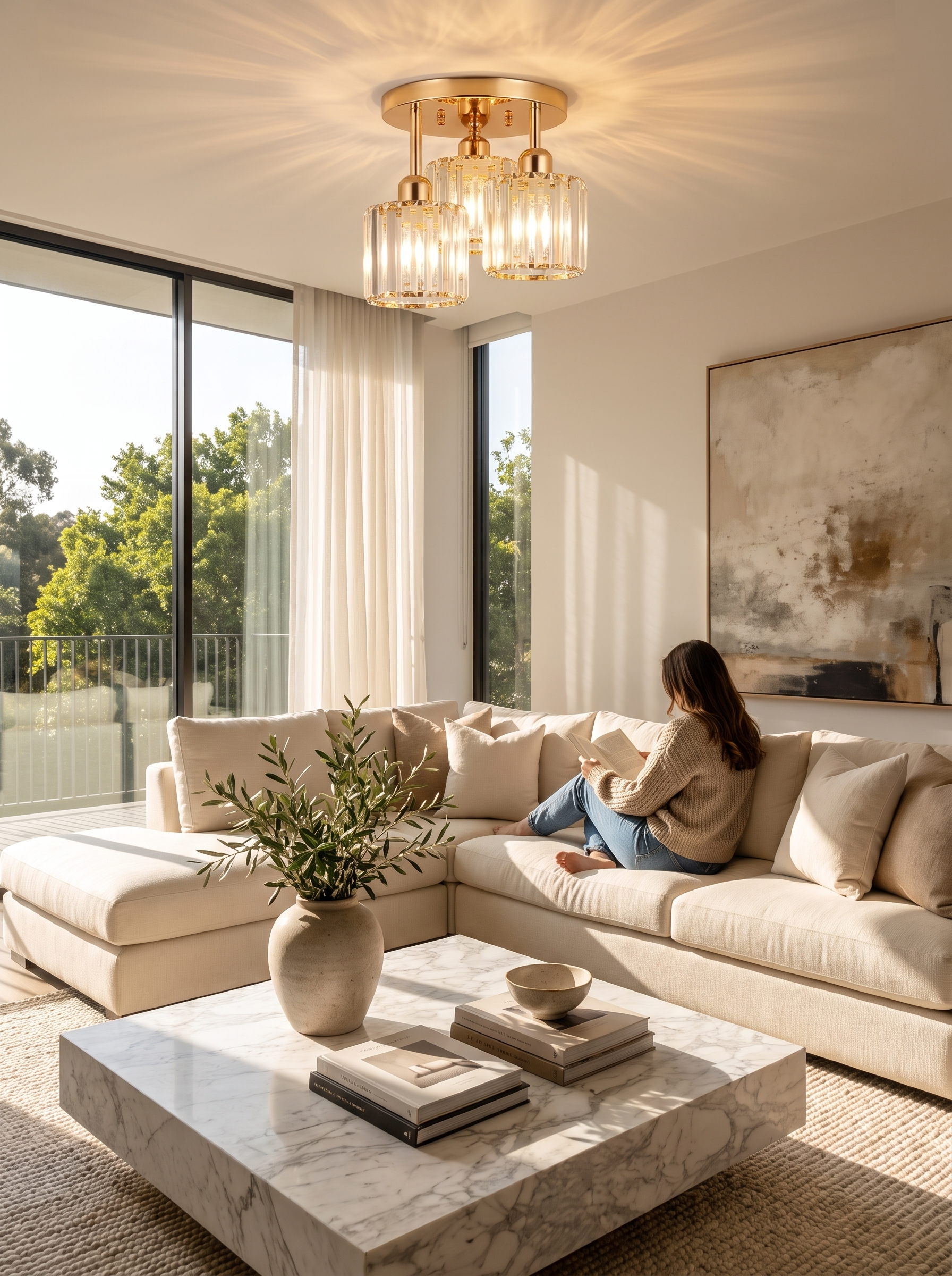 Gold Crystal Ceiling Light lifestyle - A Fixture, Not Just A Fitting