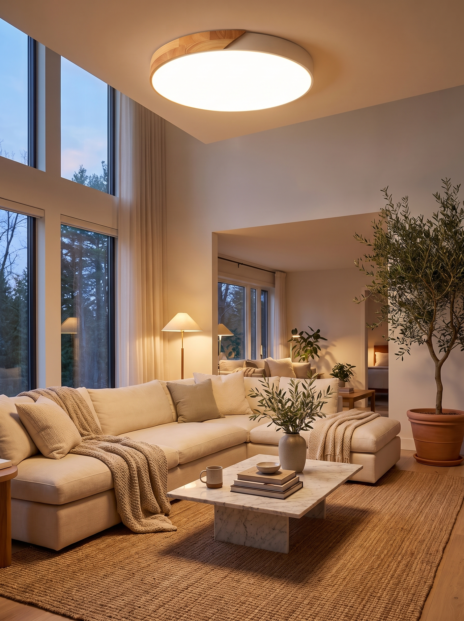 Nordic Wooden LED Ceiling Light lifestyle - Warmth Where Plastic Usually Goes
