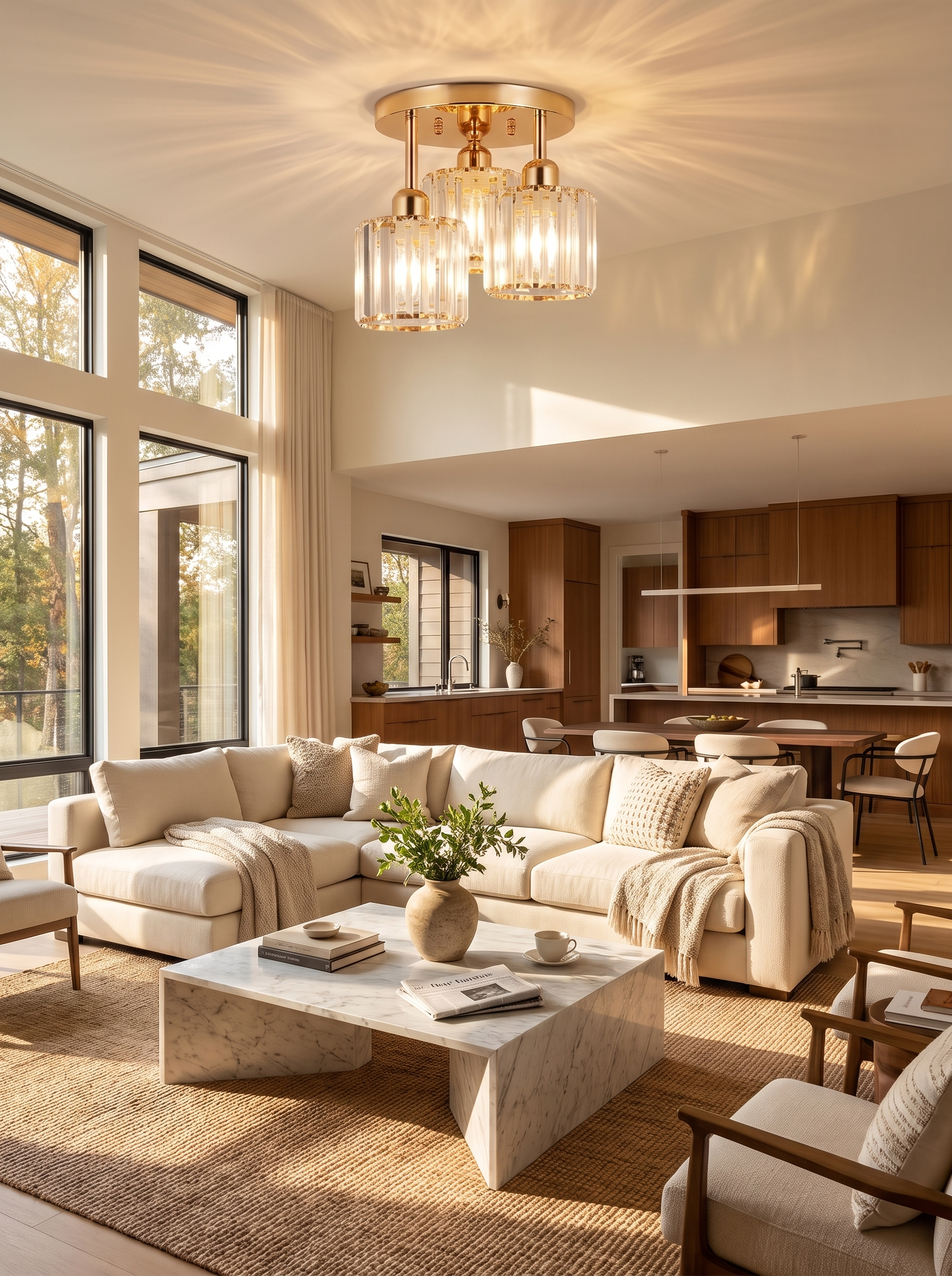 Gold Crystal Ceiling Light lifestyle - Gold Details That Hold Up