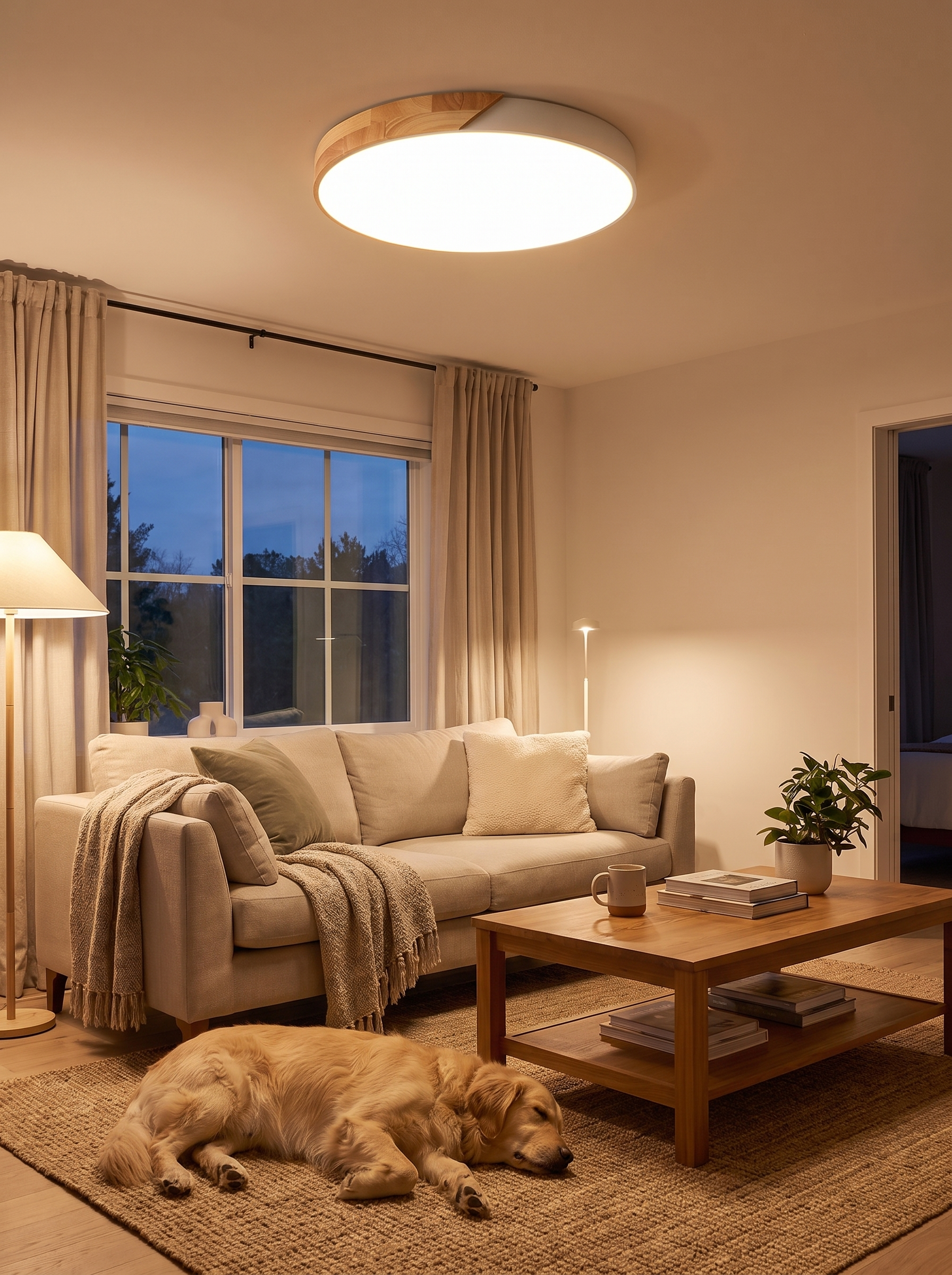 Nordic Wooden LED Ceiling Light lifestyle - Built For Rooms Without The Height