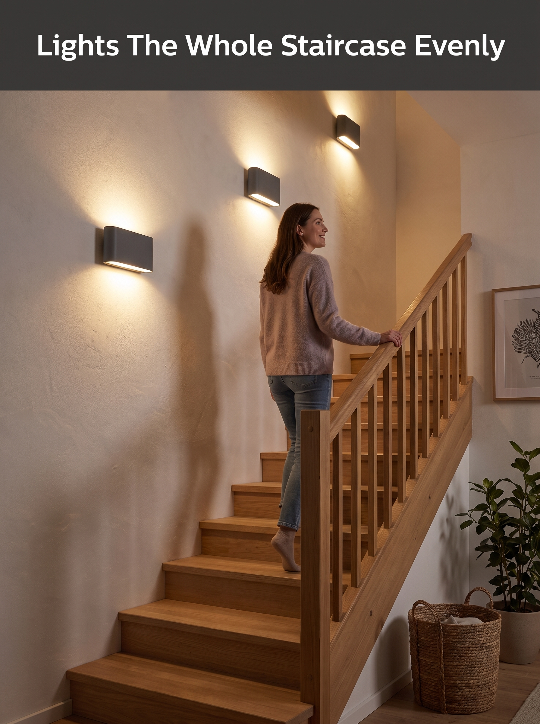 Nue Ritual Nordic Aluminum Wall Light: Lights The Whole Staircase Evenly
