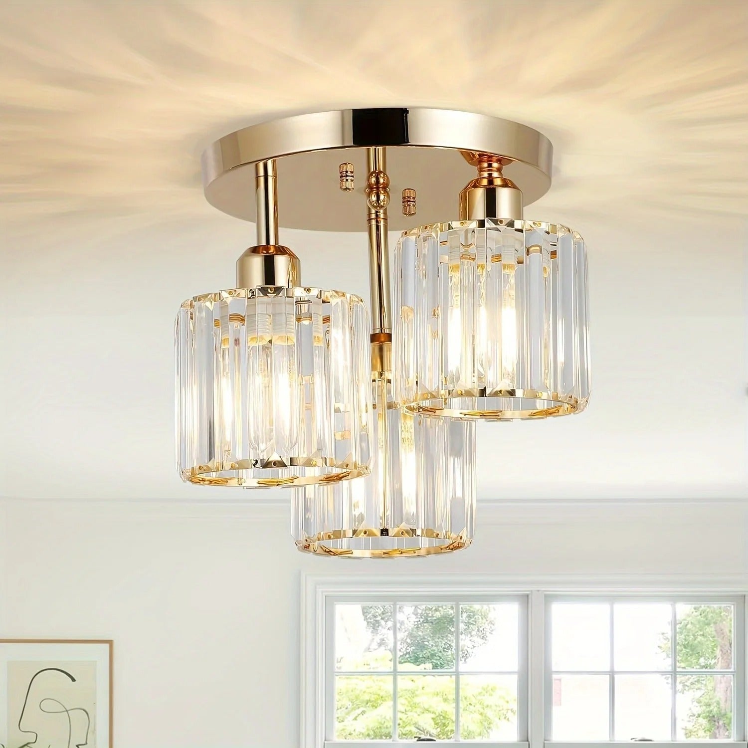 Gold Crystal Ceiling Light