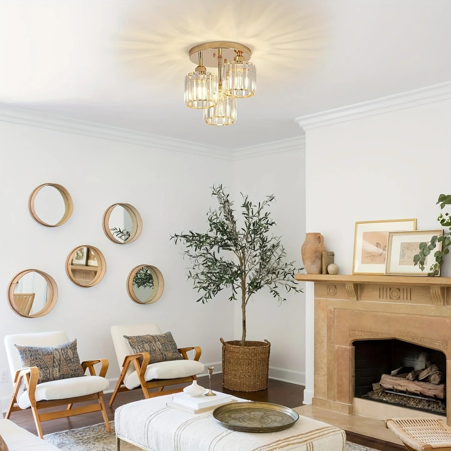 Gold Crystal Ceiling Light